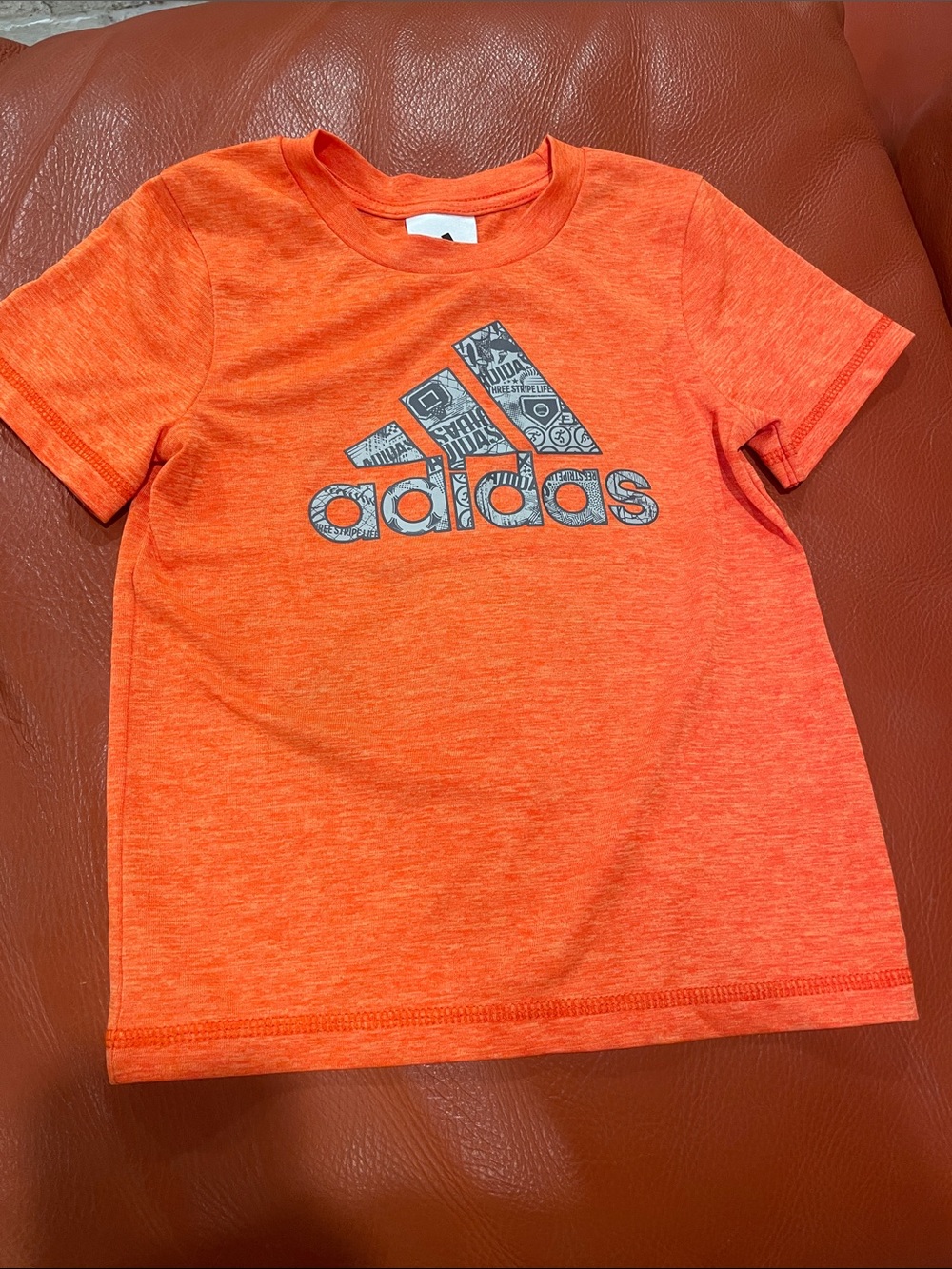 adidas Orange Heather Tee with Patterned Logo